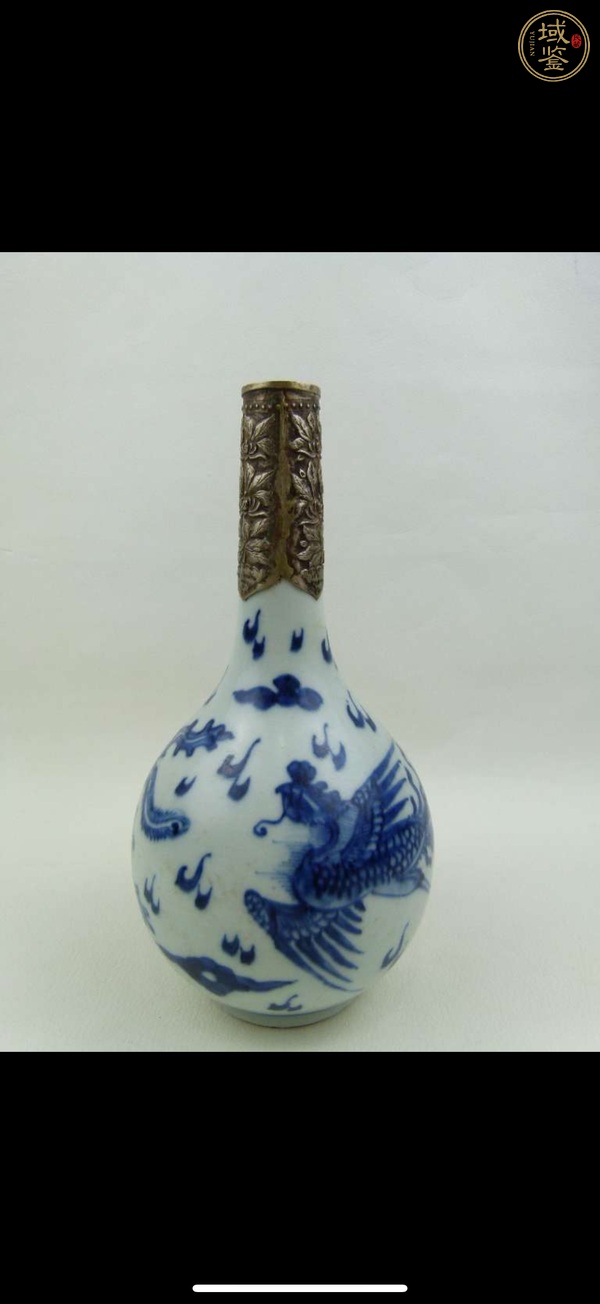 古玩陶瓷鳳紋青花錐把瓶真品鑒賞圖