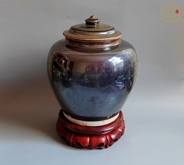古玩陶瓷烏金釉蓋罐真品鑒賞圖