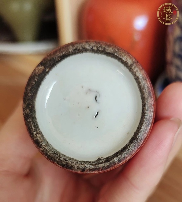 古玩陶瓷珊瑚紅釉柳葉瓶真品鑒賞圖