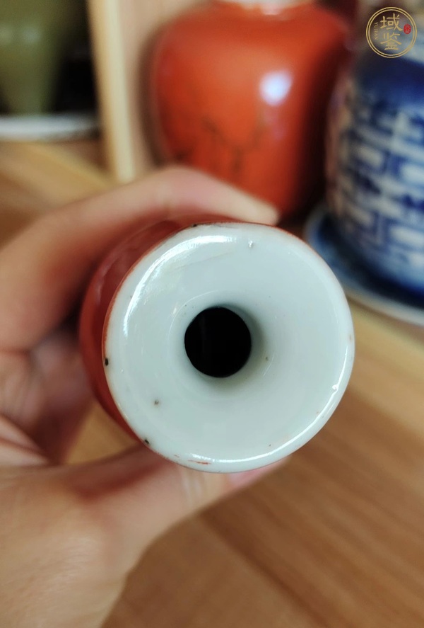 古玩陶瓷珊瑚紅釉柳葉瓶真品鑒賞圖