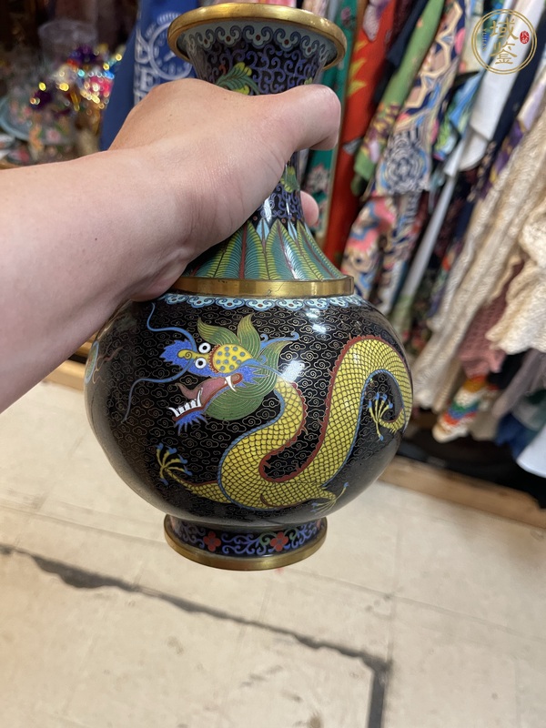 古玩銅器景泰藍花瓶真品鑒賞圖