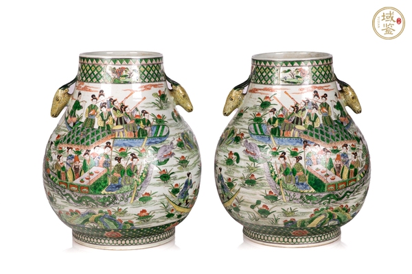 古玩陶瓷五彩鹿頭尊真品鑒賞圖