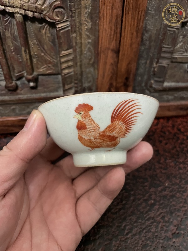 古玩大雞圖杯真品鑒賞圖