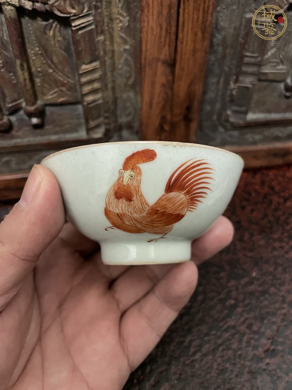 古玩陶瓷大雞圖杯真品鑒賞圖