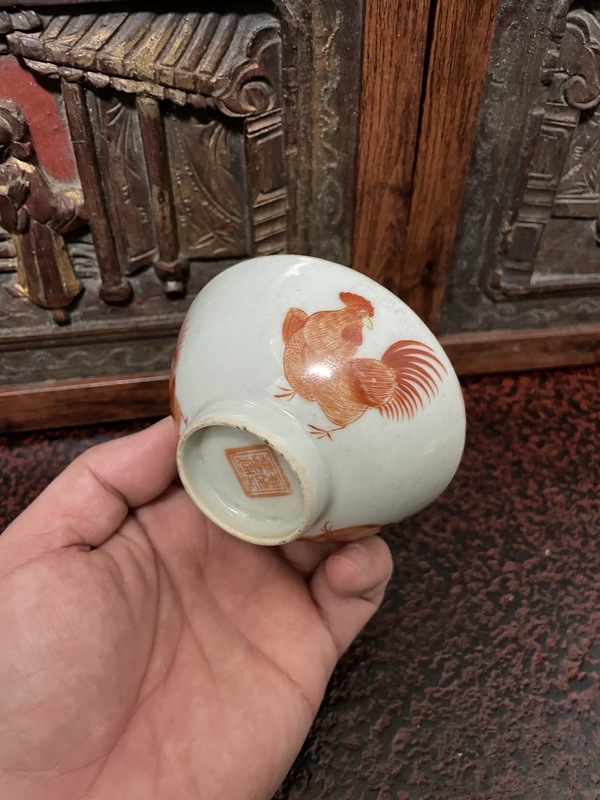 古玩陶瓷大雞圖杯拍賣，當(dāng)前價格4999元