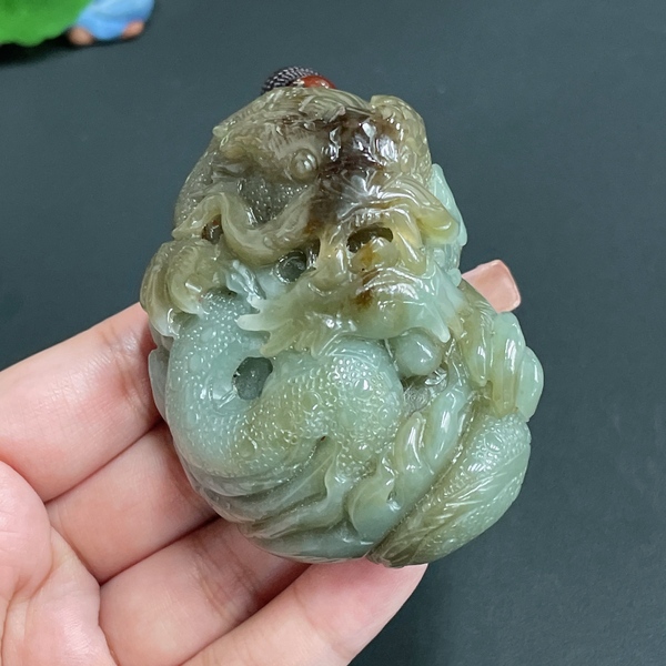 古玩玉器283天然和田把件龍行天下 配證書拍賣，當前價格1580元