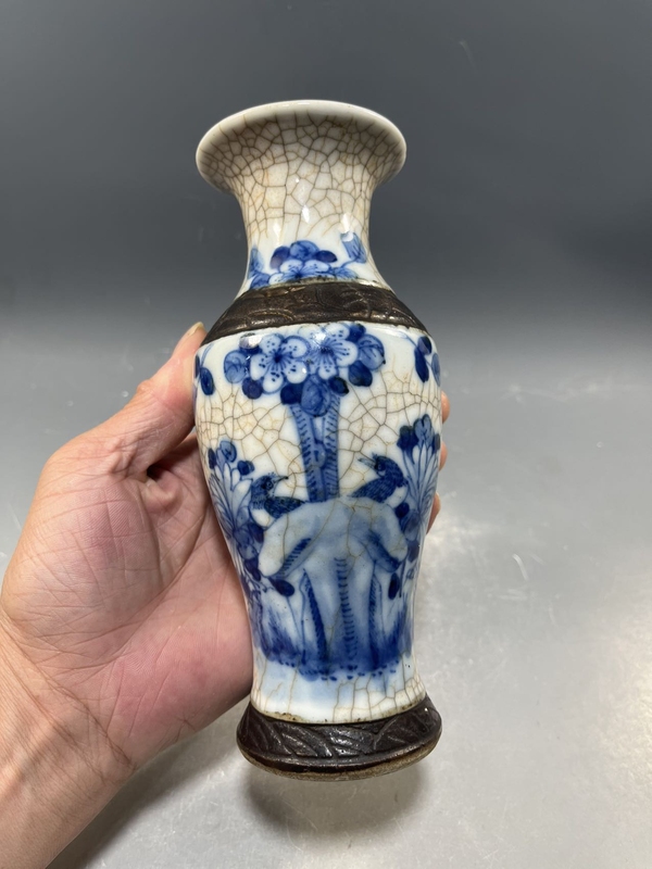 古玩陶瓷【光緒】哥釉青花花鳥(niǎo)紋觀音瓶【傳世佳品】【收藏珍品】拍賣，當(dāng)前價(jià)格0元