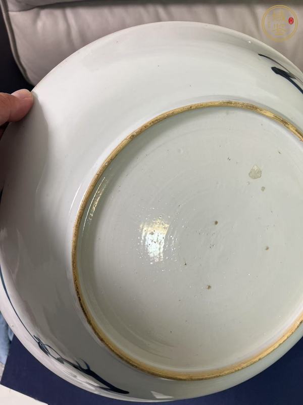 古玩陶瓷青化牡丹紋大盤真品鑒賞圖