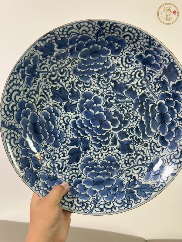 古玩陶瓷青化牡丹紋大盤真品鑒賞圖