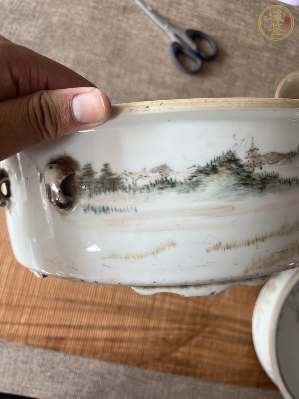 古玩陶瓷晚清淺降彩一品鍋底子真品鑒賞圖