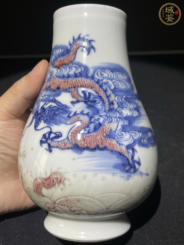 古玩陶瓷青花釉里紅琵琶尊真品鑒賞圖