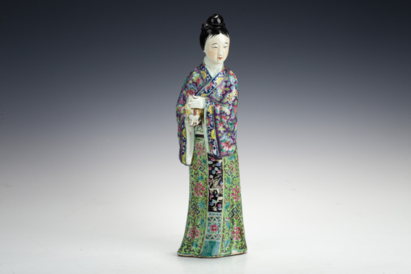 古玩陶瓷民國(guó)·粉彩仕女塑像拍賣(mài)，當(dāng)前價(jià)格864元