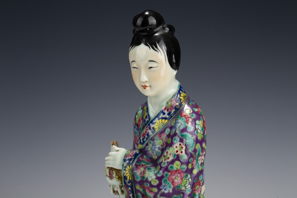 古玩陶瓷民國(guó)·粉彩仕女塑像拍賣(mài)，當(dāng)前價(jià)格864元