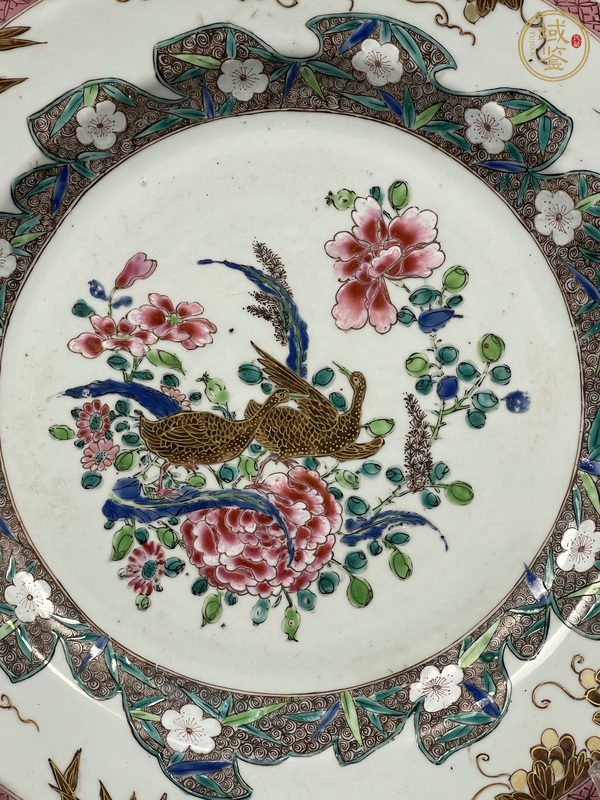古玩陶瓷粉彩花鳥紋盤真品鑒賞圖