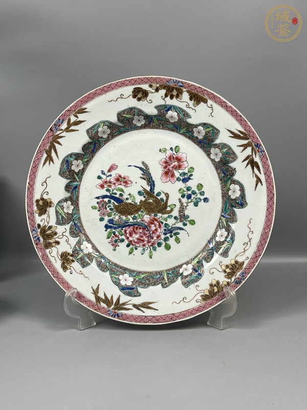 古玩陶瓷粉彩花鳥紋盤真品鑒賞圖