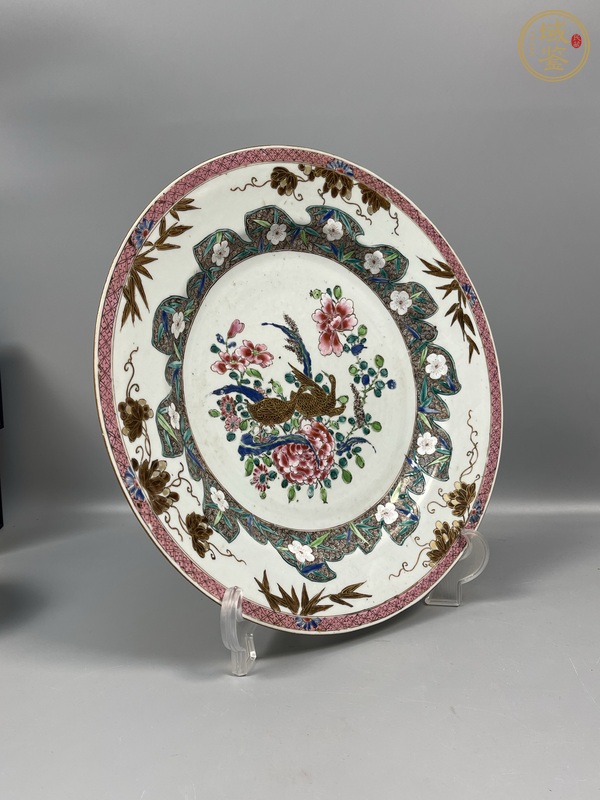 古玩陶瓷粉彩花鳥紋盤真品鑒賞圖