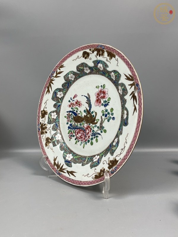 古玩陶瓷粉彩花鳥紋盤真品鑒賞圖