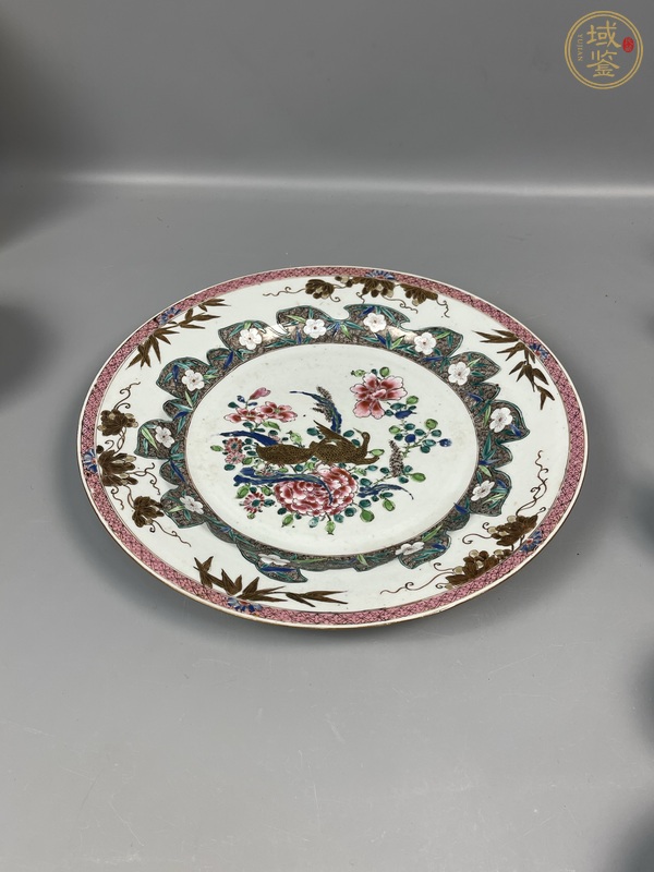 古玩陶瓷粉彩花鳥紋盤真品鑒賞圖