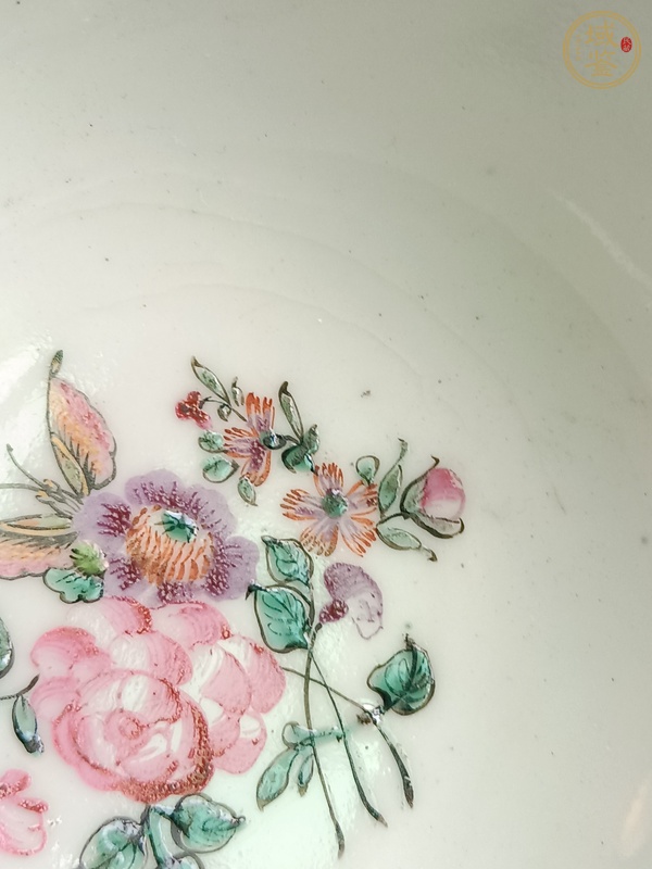 古玩陶瓷廣彩花卉紋杯碟真品鑒賞圖