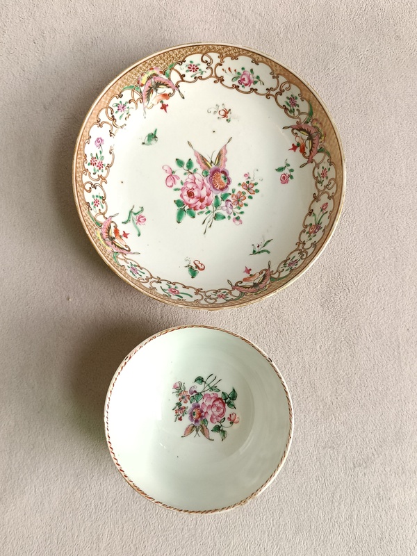 古玩陶瓷廣彩花卉紋杯碟拍賣，當前價格1680元