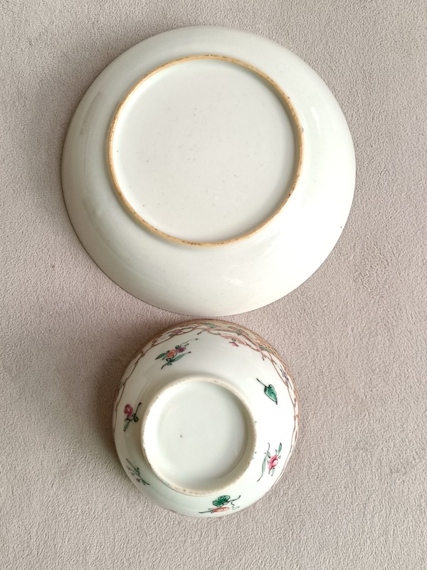 古玩陶瓷廣彩花卉紋杯碟拍賣，當前價格1680元