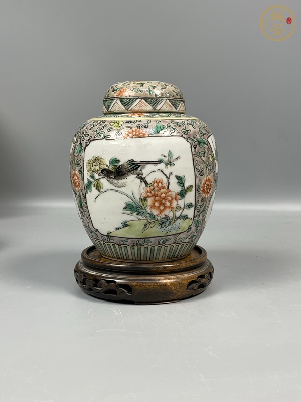 古玩陶瓷花鳥(niǎo)山水紋五彩罐真品鑒賞圖