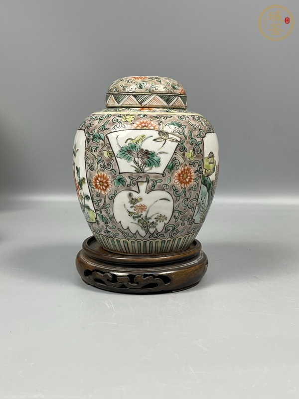 古玩陶瓷花鳥(niǎo)山水紋五彩罐真品鑒賞圖