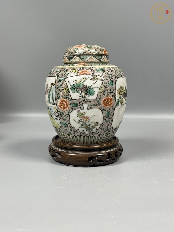 古玩陶瓷花鳥(niǎo)山水紋五彩罐真品鑒賞圖