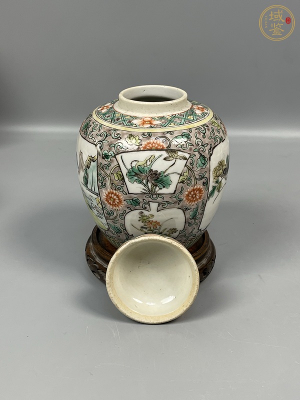 古玩陶瓷花鳥(niǎo)山水紋五彩罐真品鑒賞圖