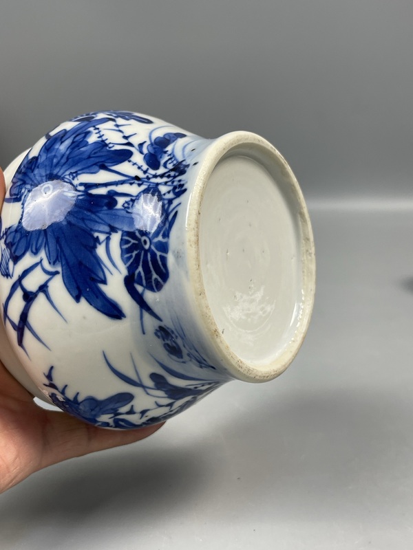古玩陶瓷晚清文房花卉紋馬蹄尊拍賣，當前價格4500元