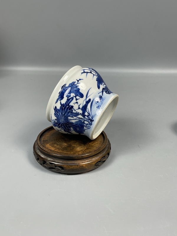 古玩陶瓷晚清文房花卉紋馬蹄尊拍賣，當前價格4500元