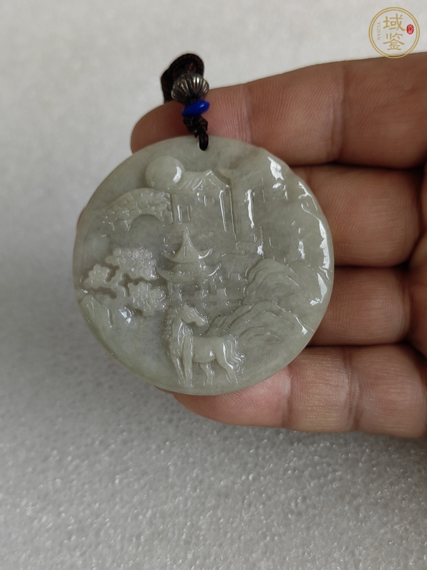 古玩玉器天然翡翠雕“山水牌”真品鑒賞圖