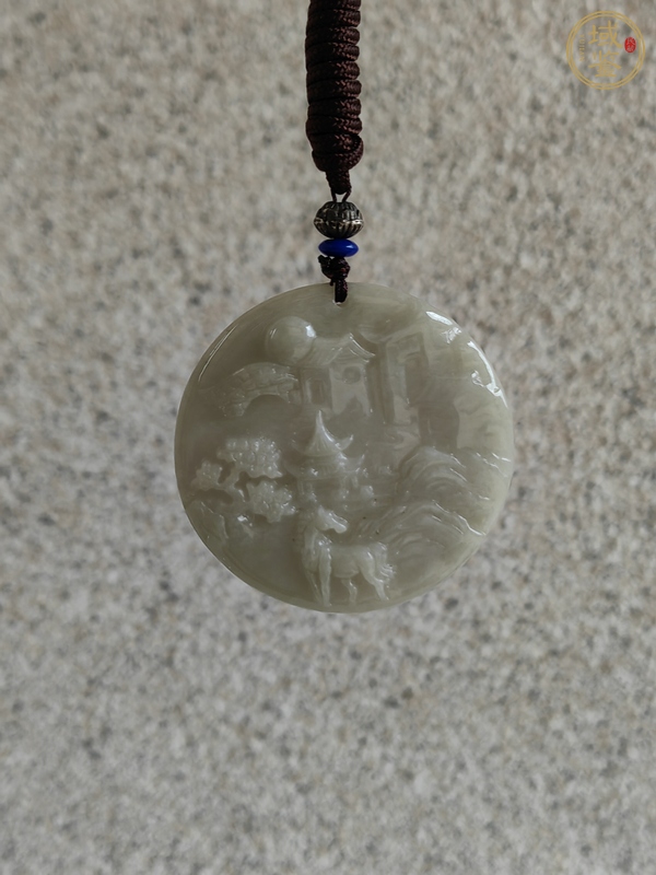 古玩玉器天然翡翠雕“山水牌”真品鑒賞圖
