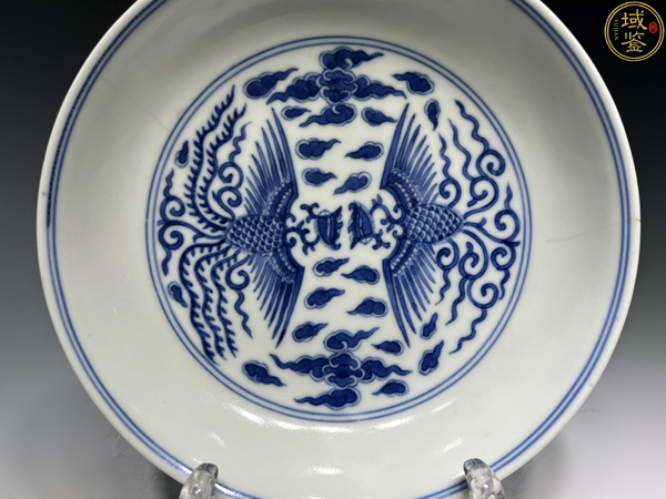 古玩轉賣【精品放漏 私聊】（官）清道光鳳對凰青花紋盤拍賣，當前價格0元