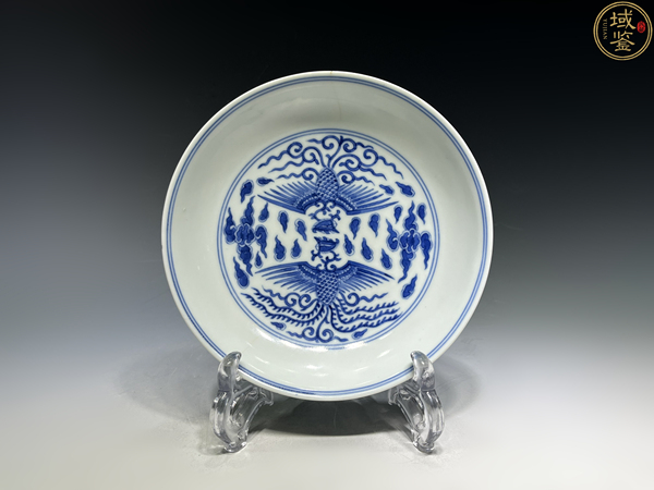古玩陶瓷【精品放漏 私聊】（官）清道光鳳對凰青花紋盤拍賣，當(dāng)前價(jià)格150000元