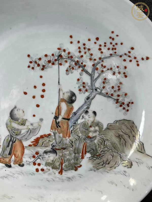 古玩陶瓷粉彩人物故事紋盤真品鑒賞圖