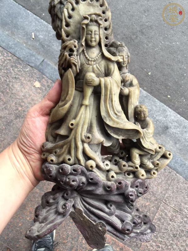 古玩玉器青田石雕“觀音”擺件真品鑒賞圖