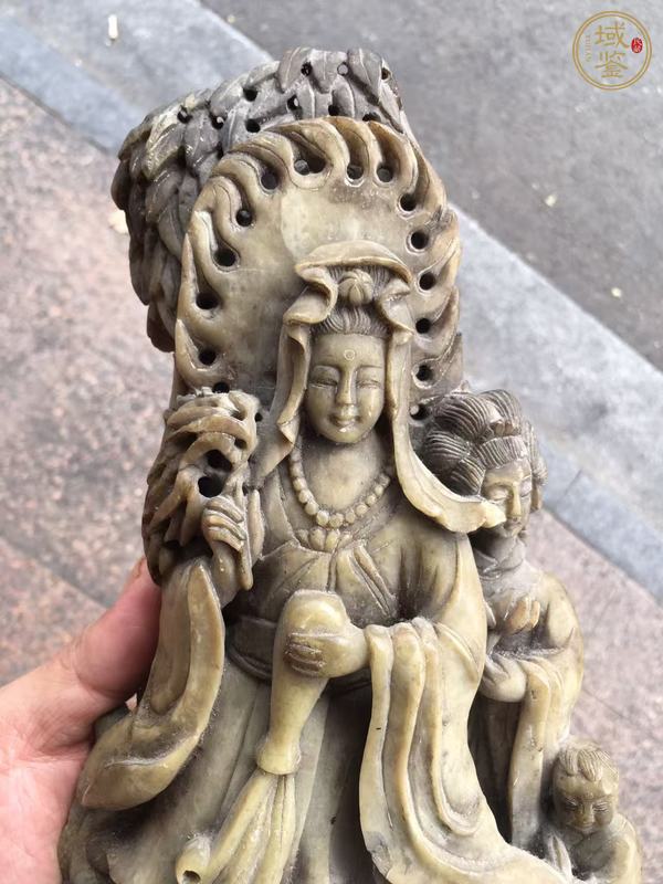 古玩玉器青田石雕“觀音”擺件真品鑒賞圖