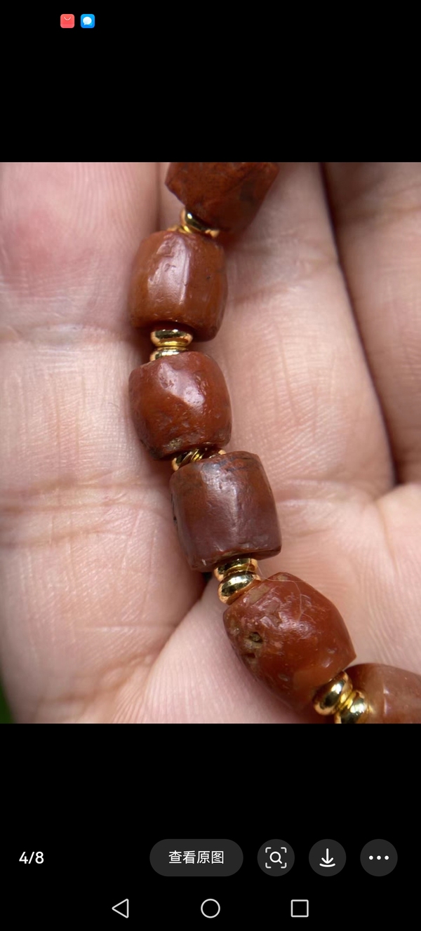 古玩玉器春秋戰(zhàn)國天然紅瑪瑙珠串拍賣，當前價格2000元