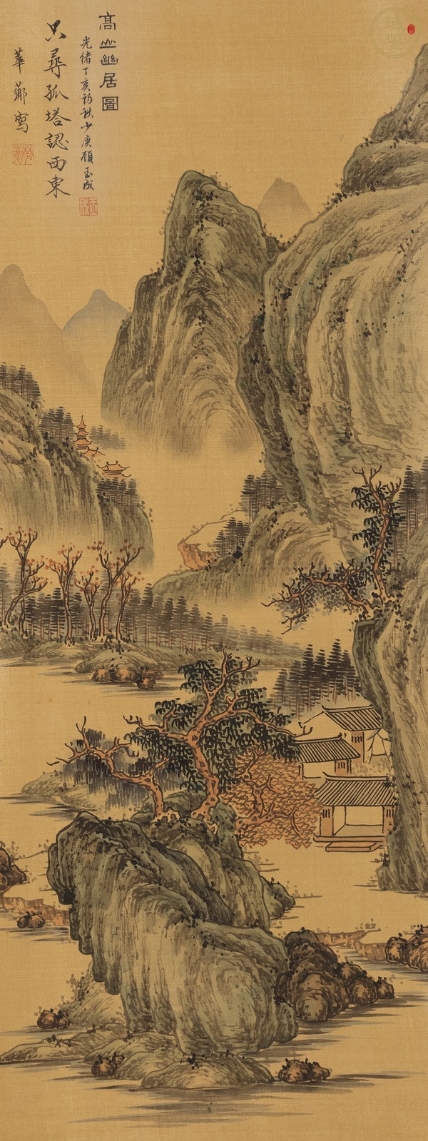 古玩字畫高山幽居圖真品鑒賞圖