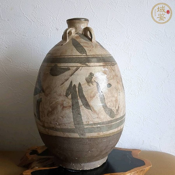 古玩磁州窯白底黑花四系瓶真品鑒賞圖