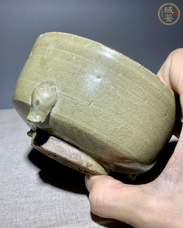 古玩陶瓷明龍泉吊腳爐真品鑒賞圖