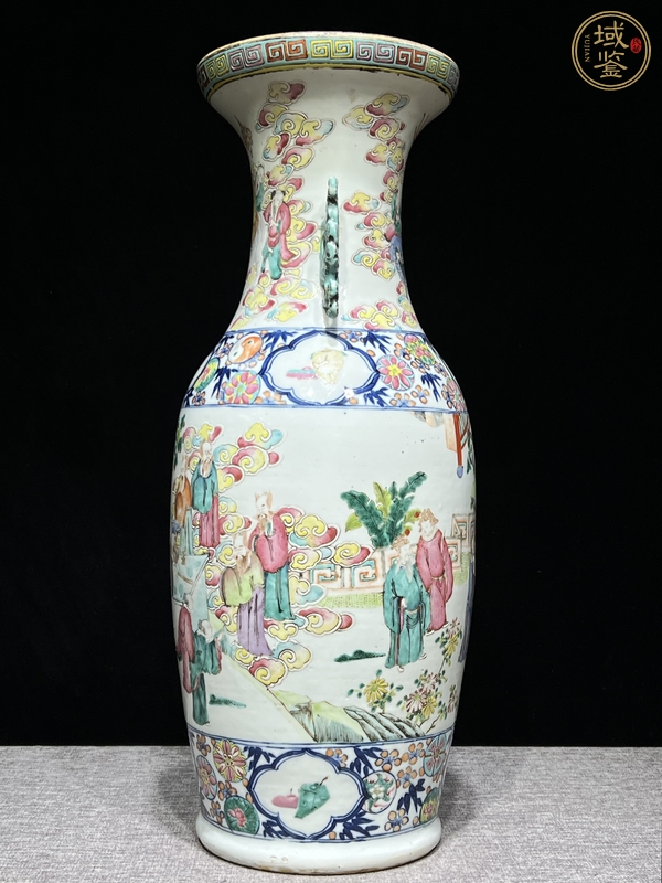 古玩陶瓷清同治 粉彩瑤池祝壽雙耳瓶真品鑒賞圖