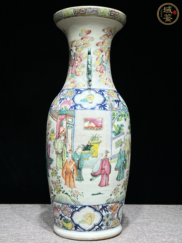 古玩陶瓷清同治 粉彩瑤池祝壽雙耳瓶真品鑒賞圖