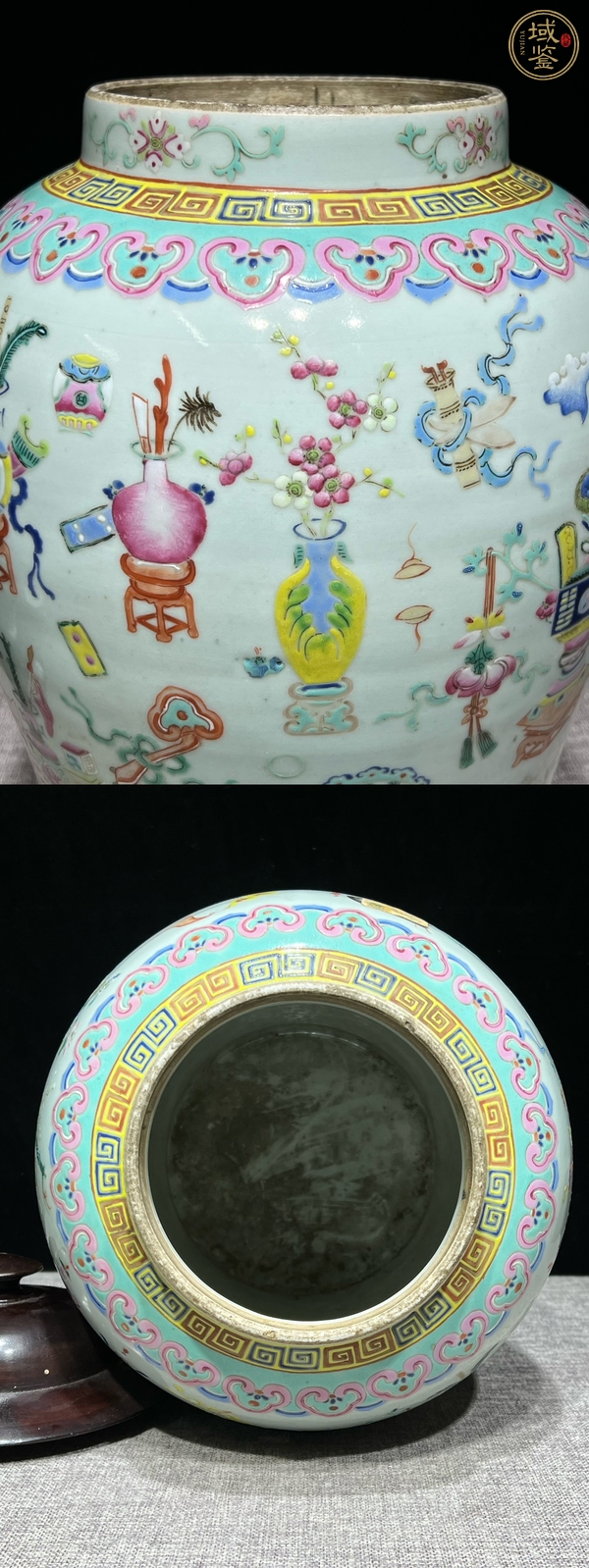 古玩陶瓷清晚期 粉彩博古紋將軍罐真品鑒賞圖