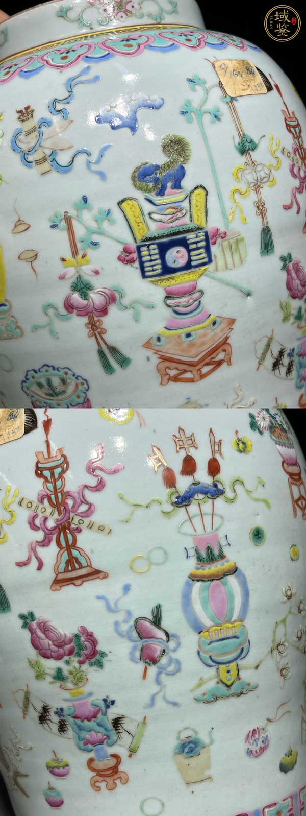 古玩陶瓷清晚期 粉彩博古紋將軍罐真品鑒賞圖
