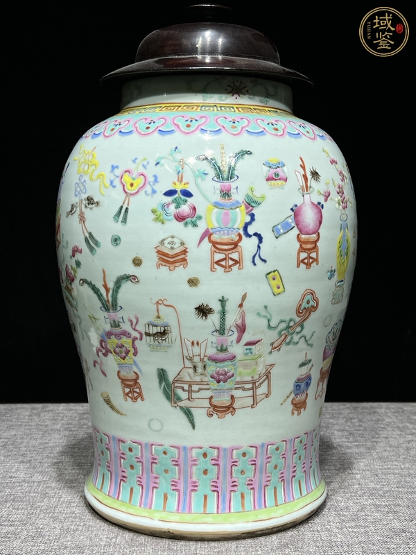 古玩陶瓷清晚期 粉彩博古紋將軍罐真品鑒賞圖