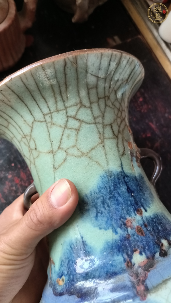 古玩陶瓷哥釉地鐵銹釉青花釉里紅瓶真品鑒賞圖