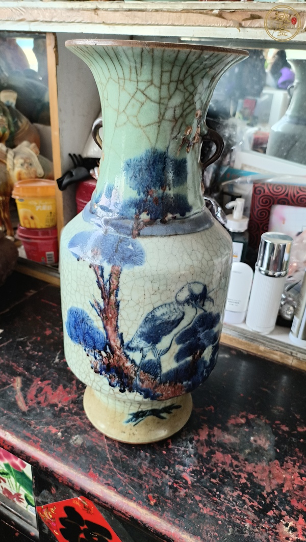 古玩陶瓷哥釉地鐵銹釉青花釉里紅瓶真品鑒賞圖