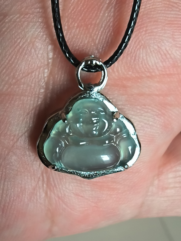 古玩玉器冰種晴水翡翠鑲嵌***“佛公”掛件拍賣，當(dāng)前價格298元